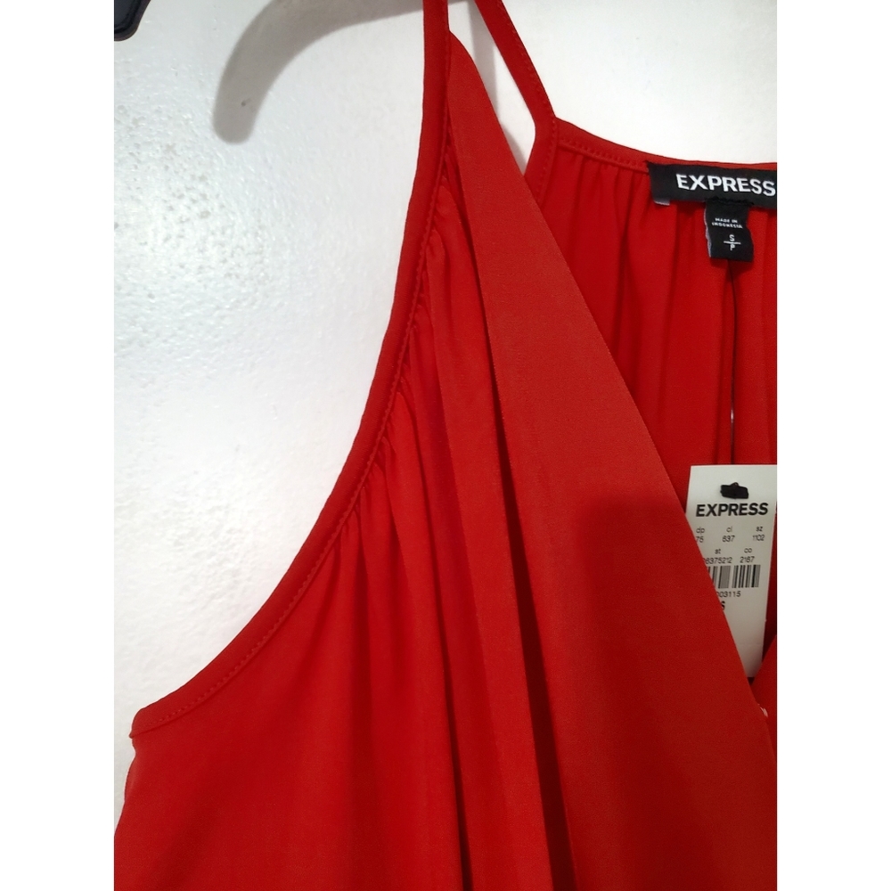 EXPRESS Red Spaghetti Strap V Neck Top Medium - Picture 11 of 15